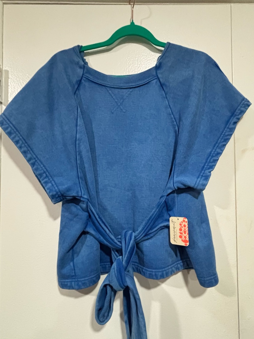 Free People Blue Tie Short Sleeve Top